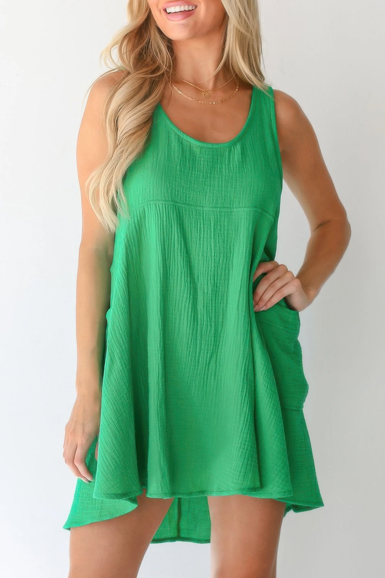U Neck Backless Sleeveless Mini Pocket Dress - All Season Fashion