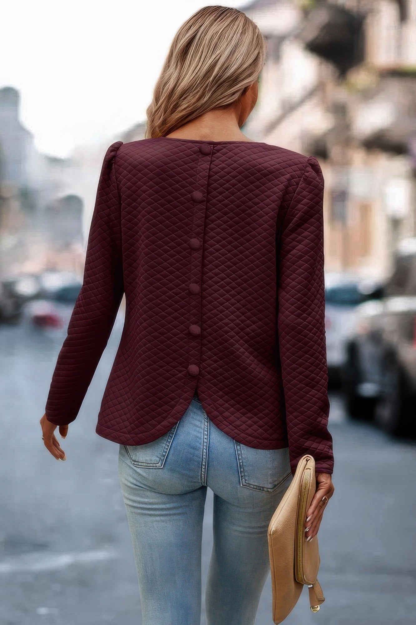 Back Ruffled Detail Crewneck Ruffle Pullover - All Season Fashion