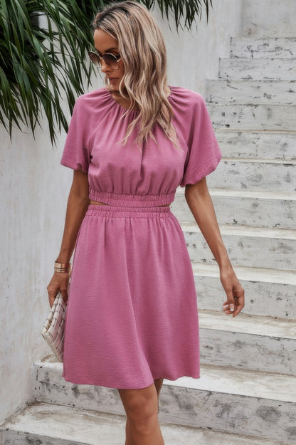 Two Pieces Solid Basic Elastic Round Neck Sets - All Season Fashion