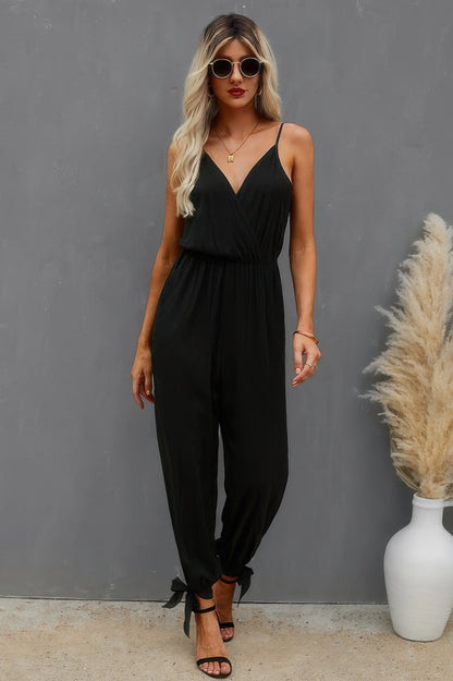 Sleeveless Floral Print Knot Side Cami Jumpsuit - All Season Fashion