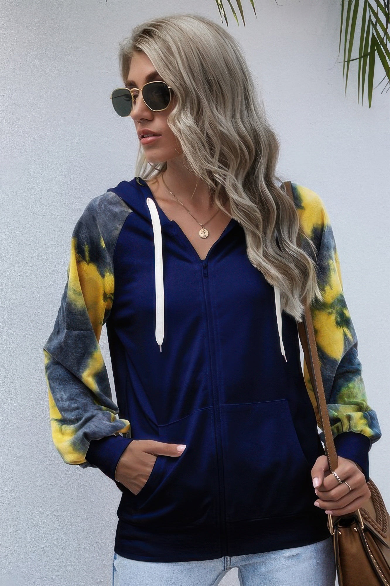 Tie Dye Full Zip Front Open Loose Hoodie - All Season Fashion