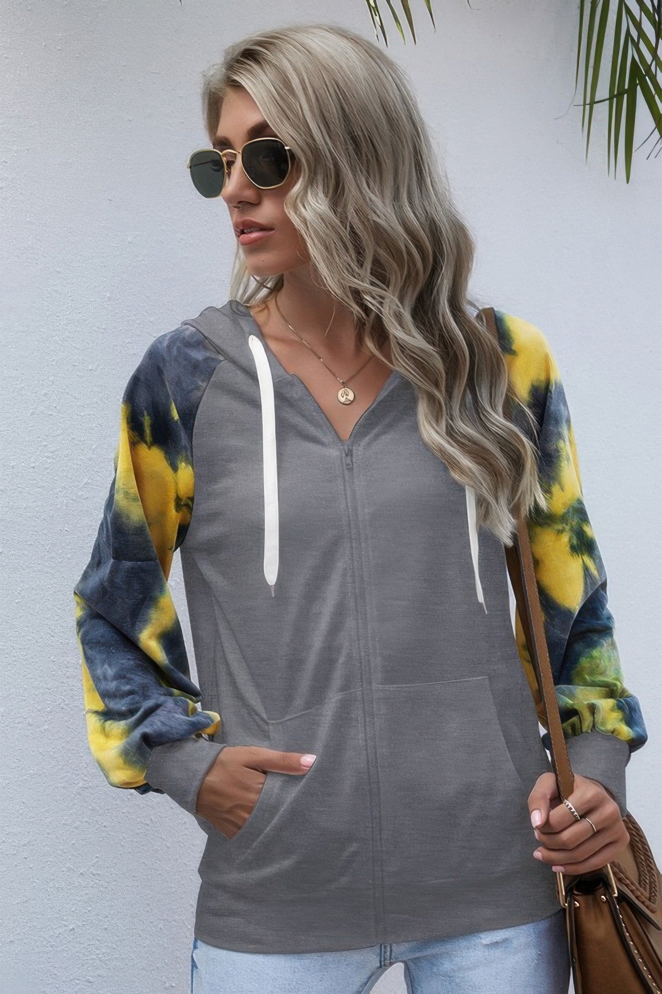Tie Dye Full Zip Front Open Loose Hoodie - All Season Fashion