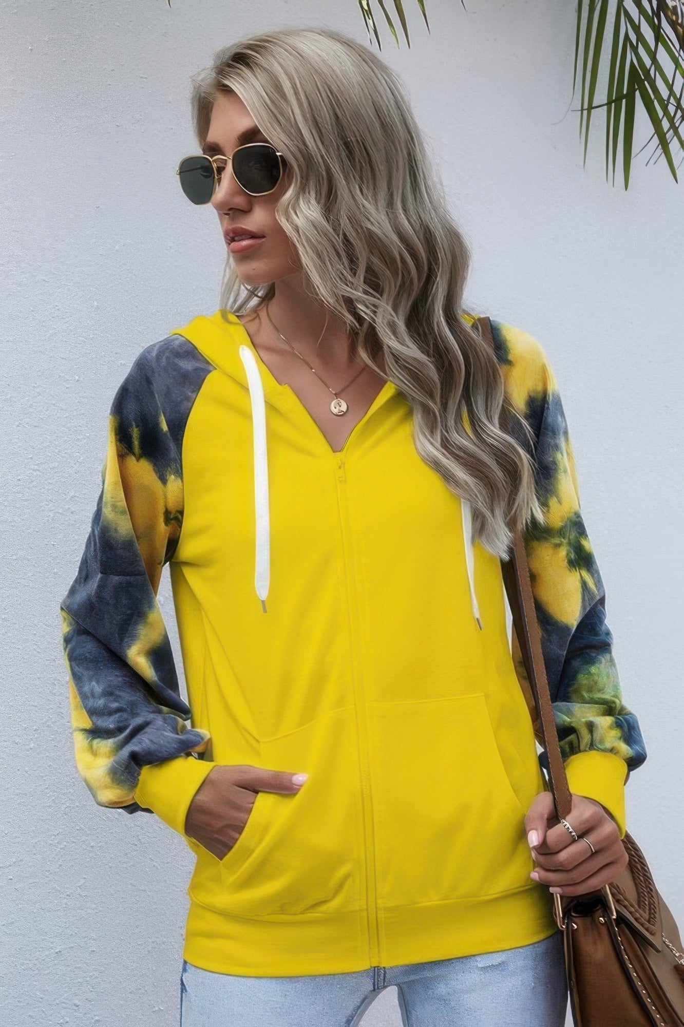 Tie Dye Full Zip Front Open Loose Hoodie - All Season Fashion