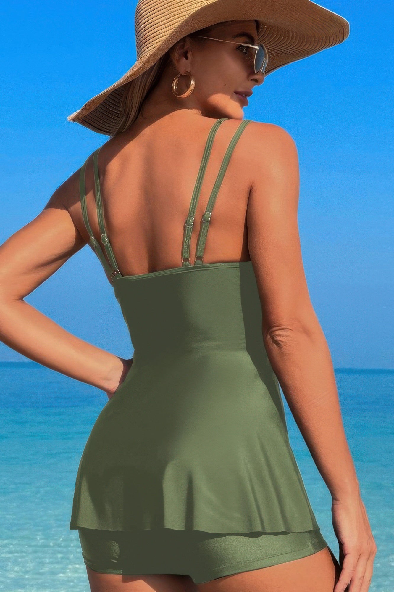 Square Neck Bottom Mesh Two Piece Swimsuit - All Season Fashion
