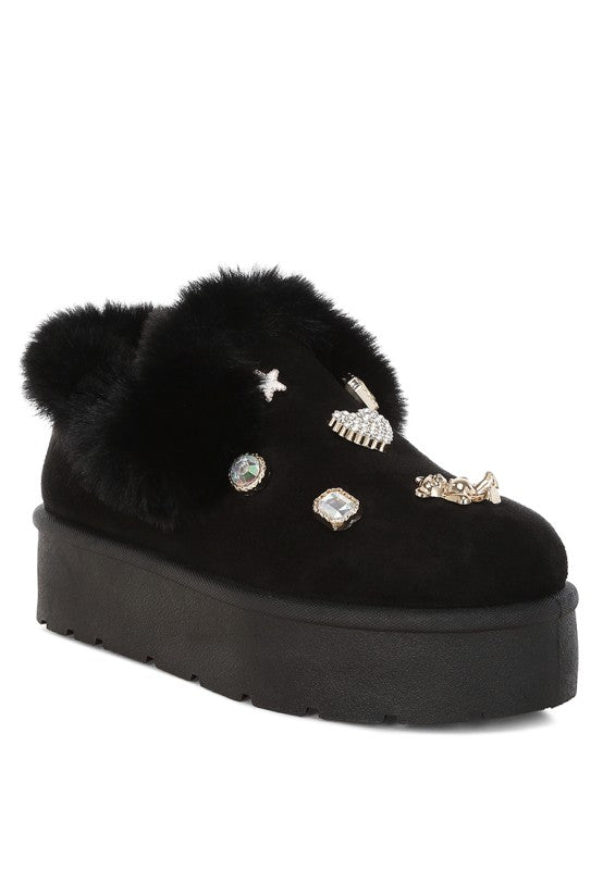 Zeta Charm Detail Slip On Snow Boots