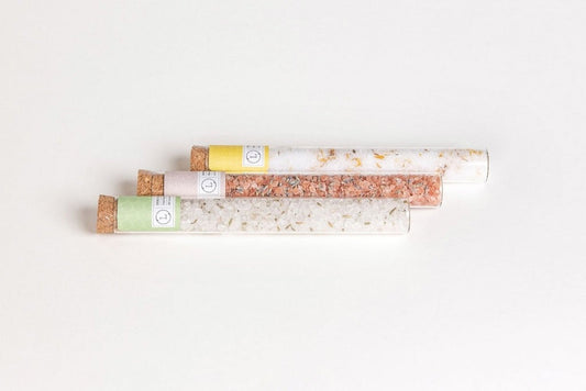 Natural Bath Salts Gift Set in 8 Glass Tubes