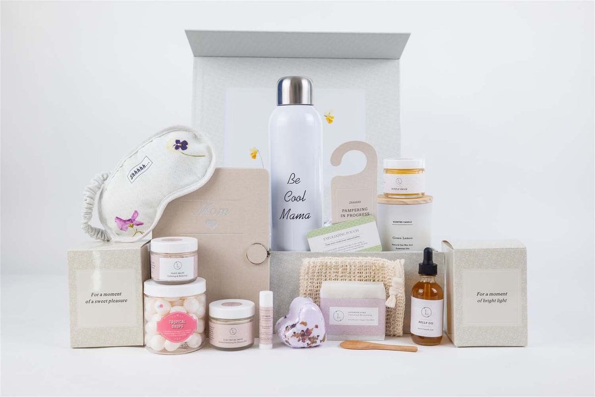 Pampering Natural Skincare Gift Set of 14 Items for New Mom