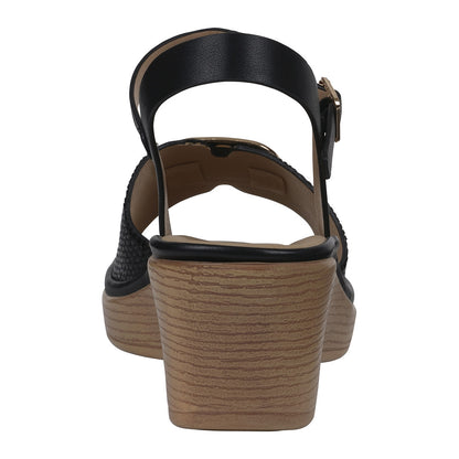 Women's Fia Black Woven Wedge Sandals