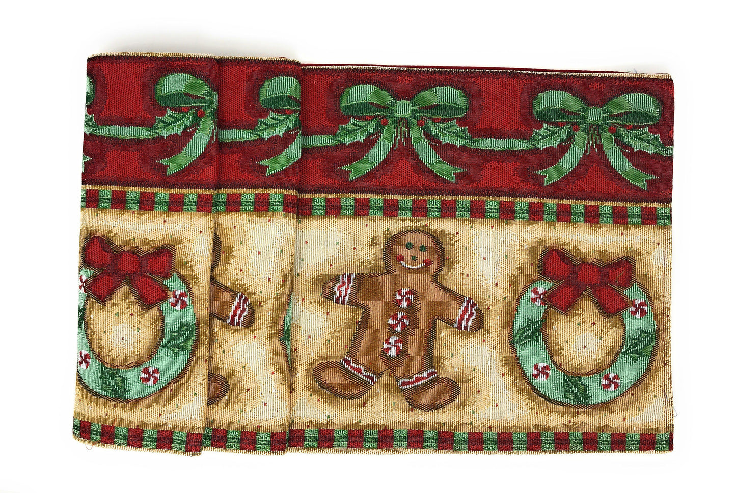 DaDa Bedding Set of 8 Pieces Gingerbread Sweets Holiday Table Tapestry - 4 Placemats, 2 Table Runners, 2 Throw Pillow Covers (12917)