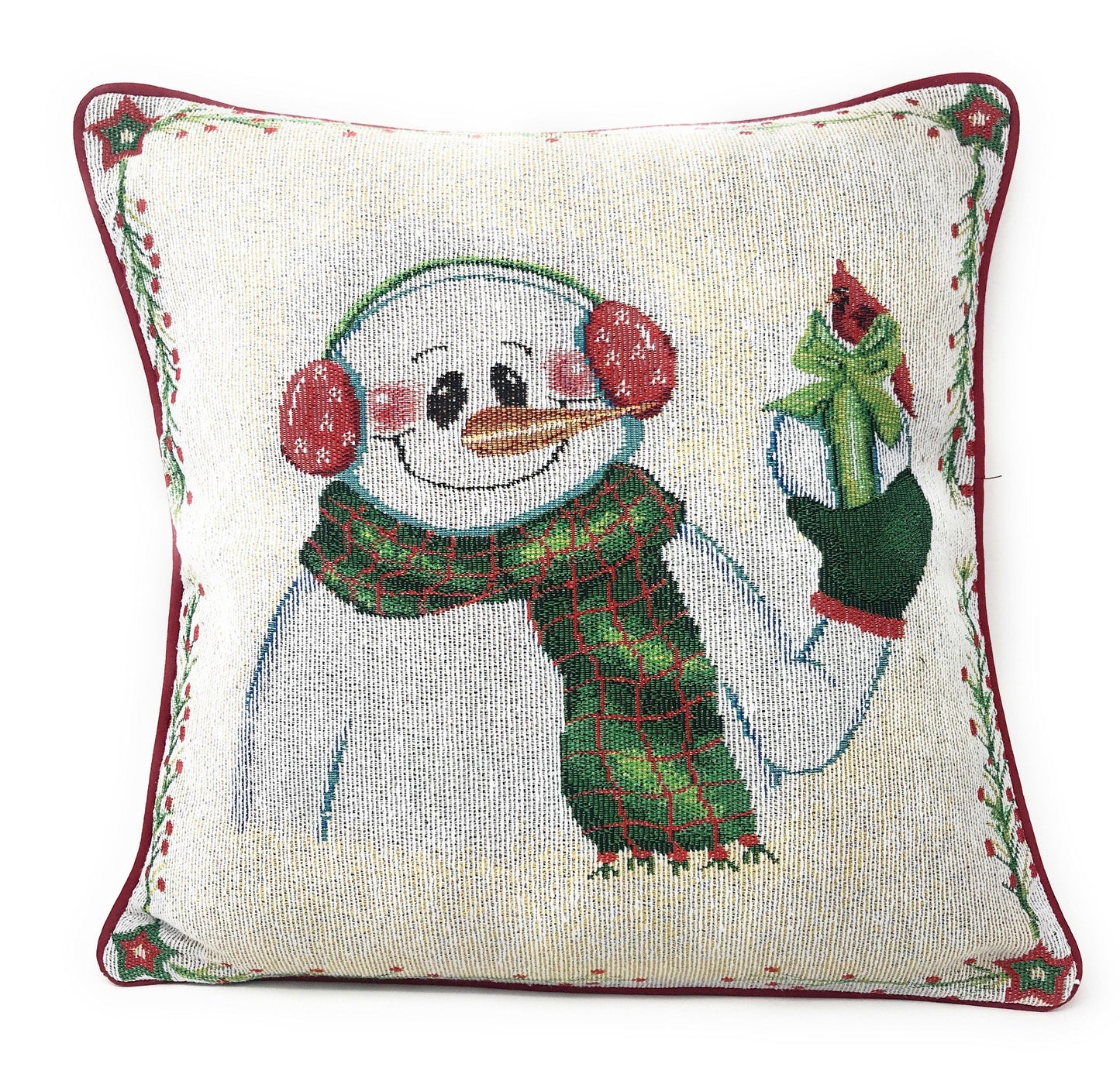 DaDa Bedding Set of 8 Pieces Magical Snowman Holiday Table Tapestry - 4 Placemats, 2 Table Runners, 2 Throw Pillow Covers (9733)