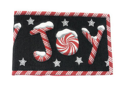 DaDa Bedding Set of 8 Pieces Peppermint Joy Holiday Table Tapestry - 4 Placemats, 2 Table Runners, 2 Throw Pillow Covers (12904)